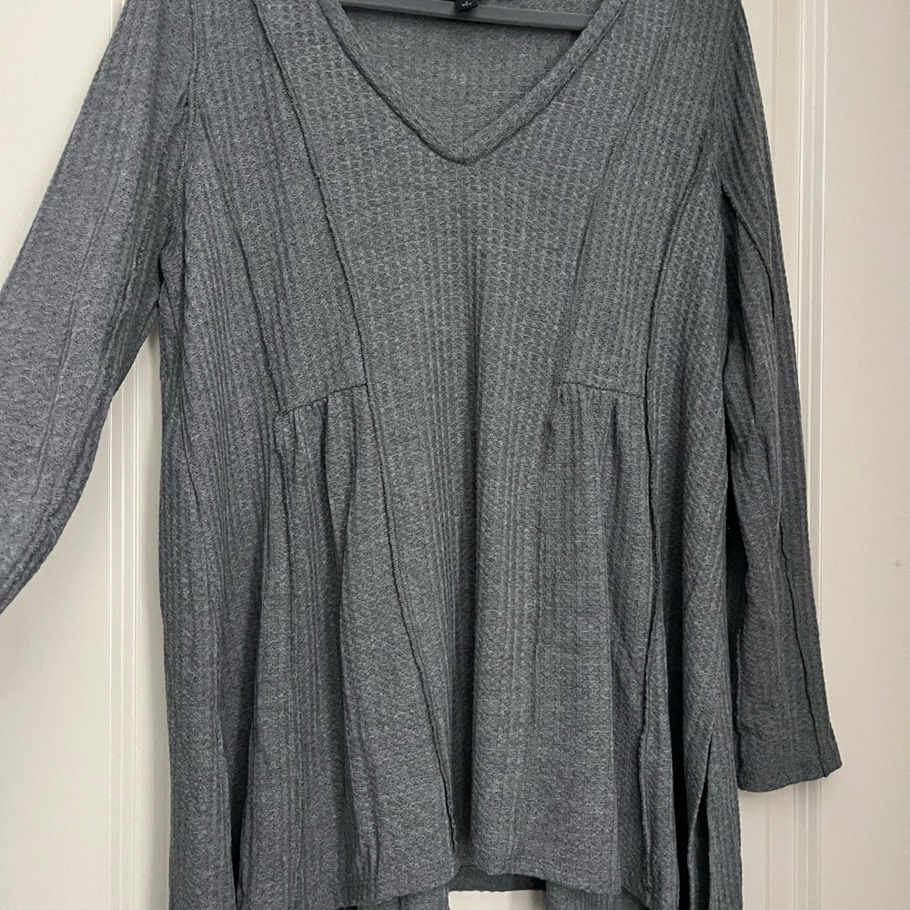 Torrid Gray Ribbed Asymmetrical Tunic